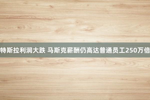 特斯拉利润大跌 马斯克薪酬仍高达普通员工250万倍