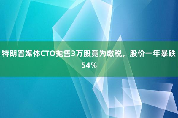 特朗普媒体CTO抛售3万股竟为缴税，股价一年暴跌54%