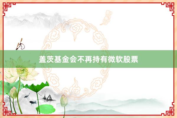 盖茨基金会不再持有微软股票