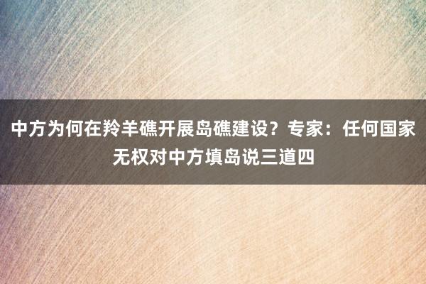 中方为何在羚羊礁开展岛礁建设？专家：任何国家无权对中方填岛说三道四