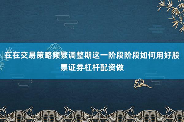在在交易策略频繁调整期这一阶段阶段如何用好股票证券杠杆配资做