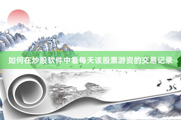 如何在炒股软件中看每天该股票游资的交易记录