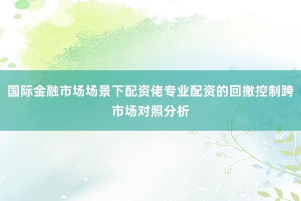 国际金融市场场景下配资佬专业配资的回撤控制跨市场对照分析