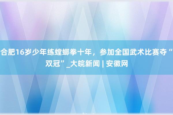 合肥16岁少年练螳螂拳十年，参加全国武术比赛夺“双冠”_大皖新闻 | 安徽网