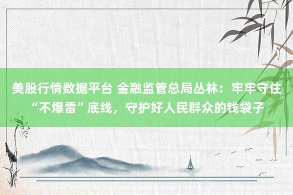 美股行情数据平台 金融监管总局丛林：牢牢守住“不爆雷”底线，守护好人民群众的钱袋子