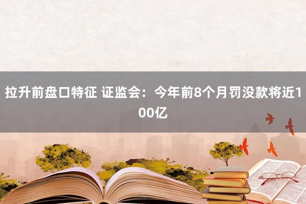 拉升前盘口特征 证监会：今年前8个月罚没款将近100亿