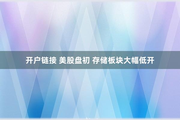 开户链接 美股盘初 存储板块大幅低开