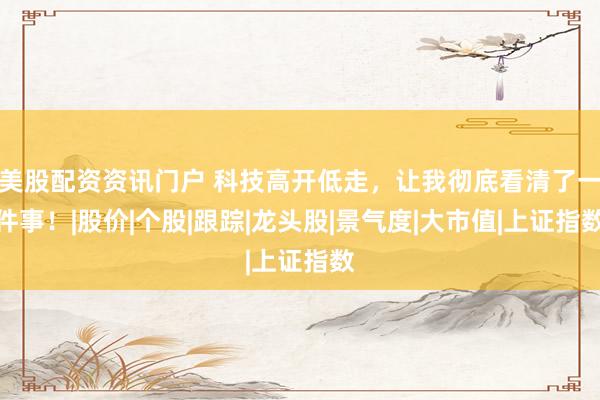 美股配资资讯门户 科技高开低走，让我彻底看清了一件事！|股价|个股|跟踪|龙头股|景气度|大市值|上证指数
