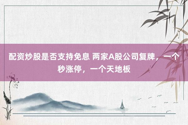 配资炒股是否支持免息 两家A股公司复牌，一个秒涨停，一个天地板