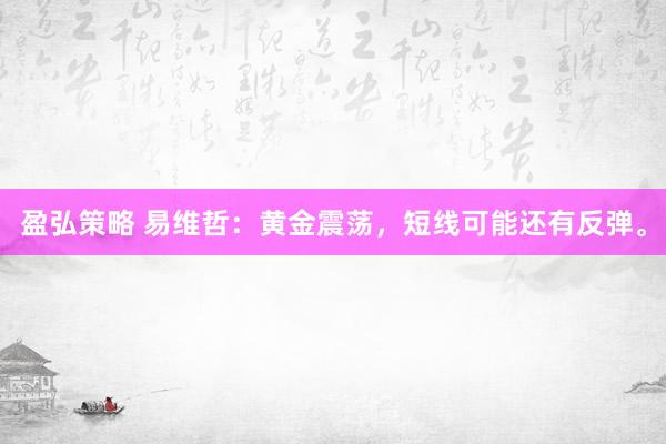 盈弘策略 易维哲：黄金震荡，短线可能还有反弹。