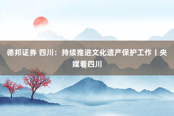 德邦证券 四川：持续推进文化遗产保护工作丨央媒看四川