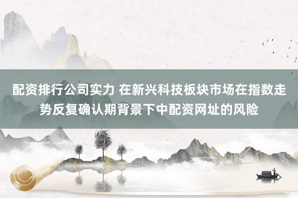 配资排行公司实力 在新兴科技板块市场在指数走势反复确认期背景下中配资网址的风险