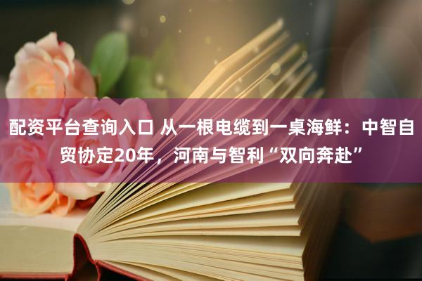 配资平台查询入口 从一根电缆到一桌海鲜:中智自贸协定20年,河南与智利“双向奔赴”