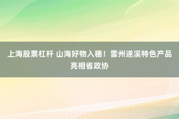 上海股票杠杆 山海好物入穗！雷州遂溪特色产品亮相省政协